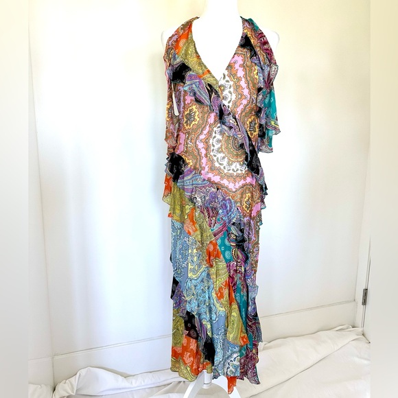 Zara Multicoloured Ruffle Floral Dress. - Picture 3 of 10